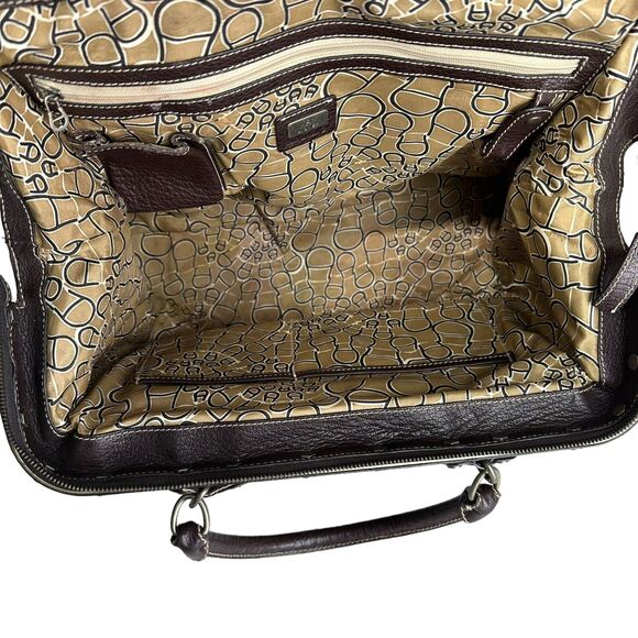 etienne aigner brown leather zip around flap large tote bag Purse - Picture 12 of 16